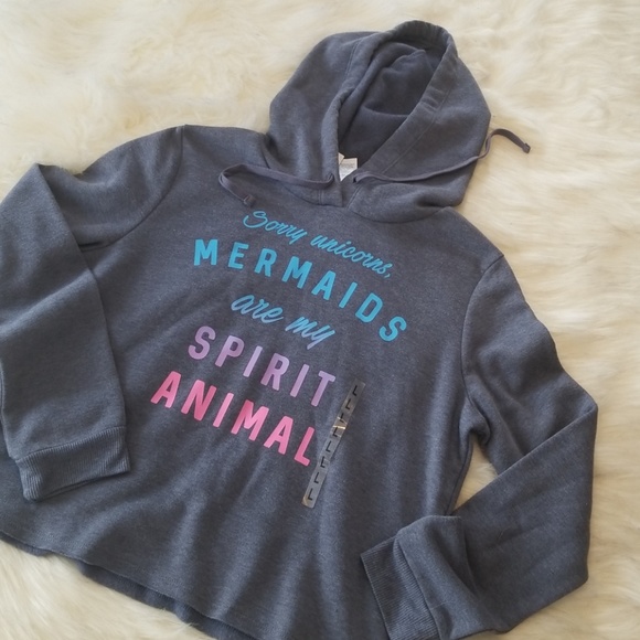 Modern Lux Tops - 🧜‍♀️🦄🎵💜NWT Mermaid Unicorn Hoodie Sz L
